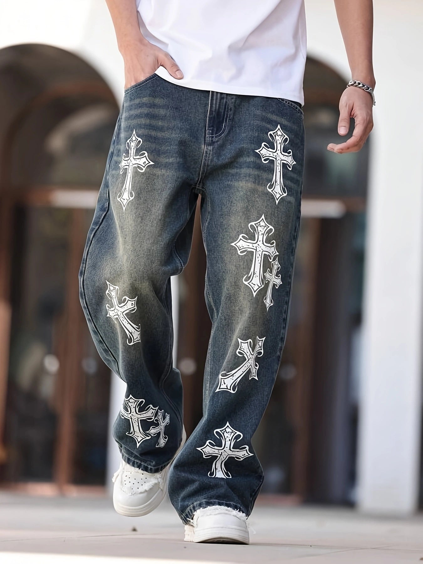 Vaqueros Retro Holgados – Estampado Urbano