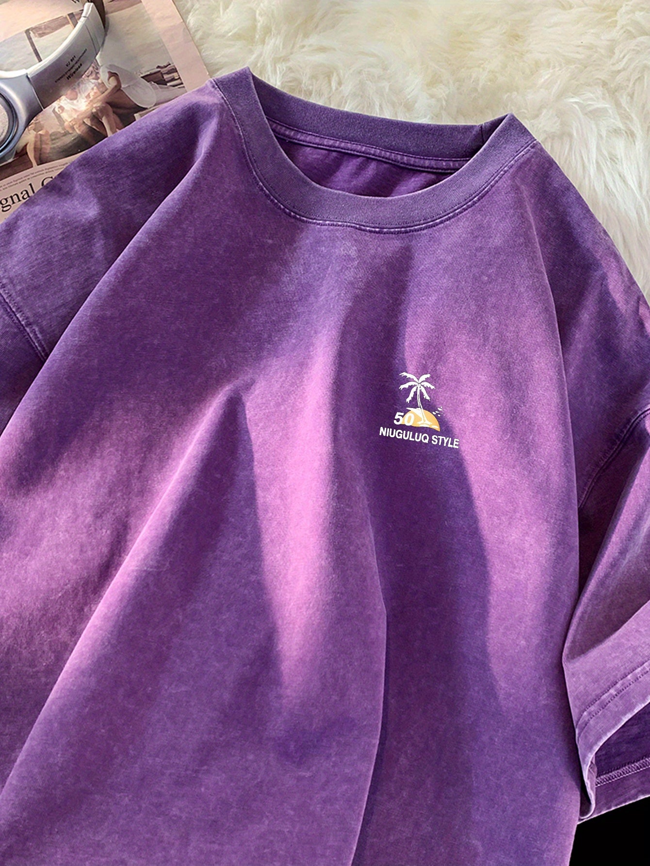 Camiseta Vintage – Hombre, Lavanda Distressed