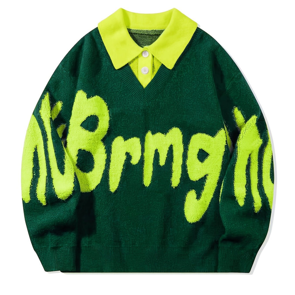 Suéter Casual de Hombre – Estilo College, Oversize