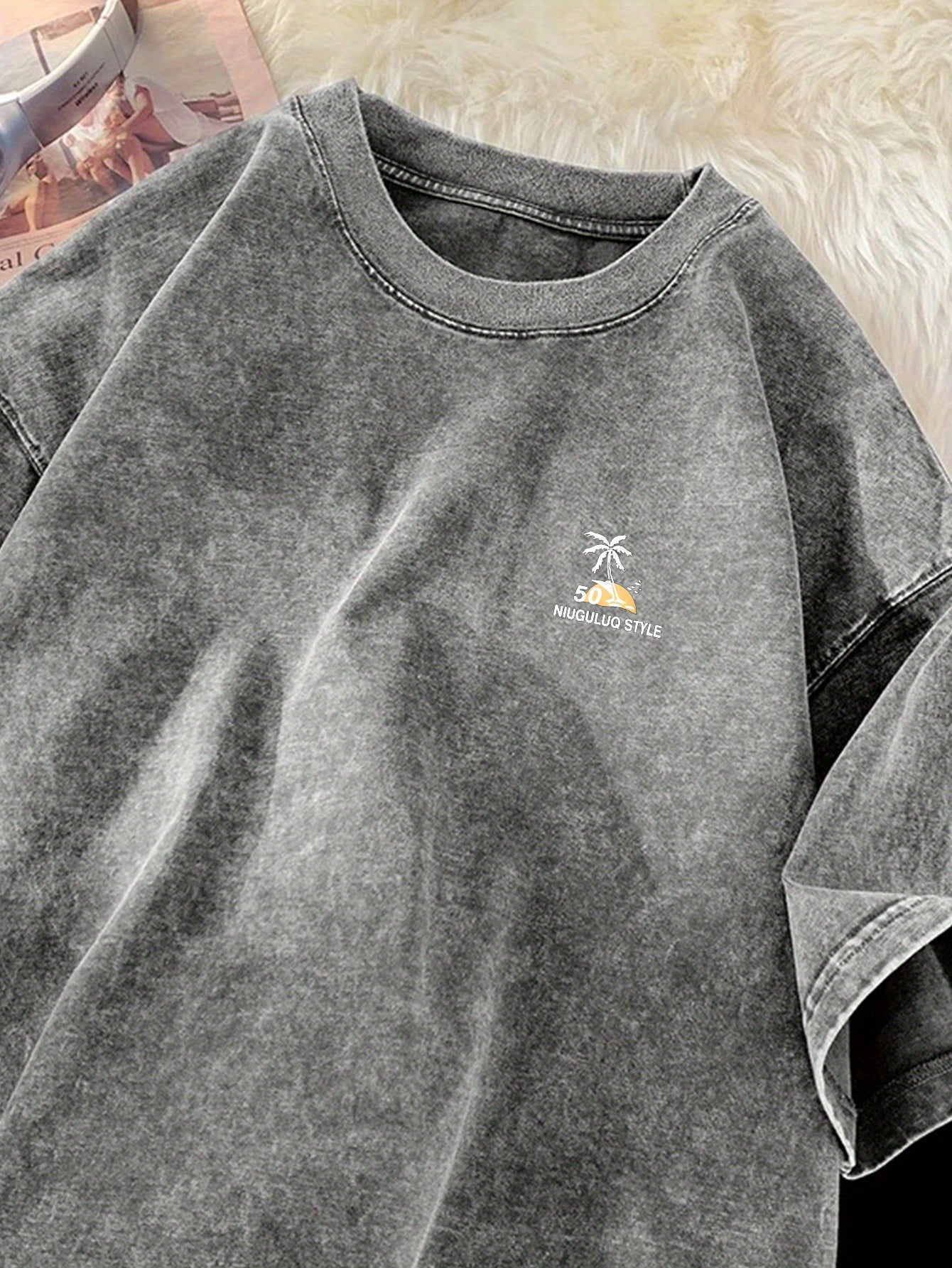 Camiseta Vintage – Hombre, Lavanda Distressed