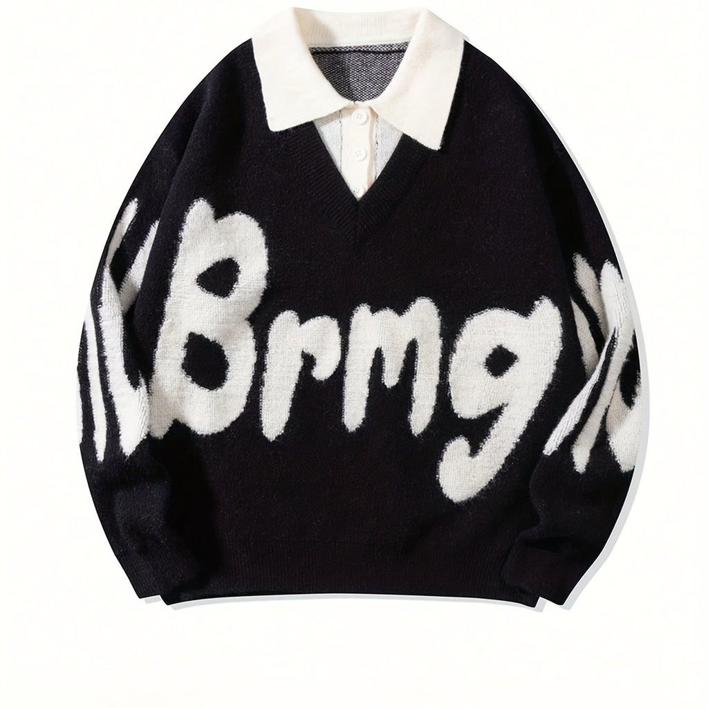 Suéter Casual de Hombre – Estilo College, Oversize