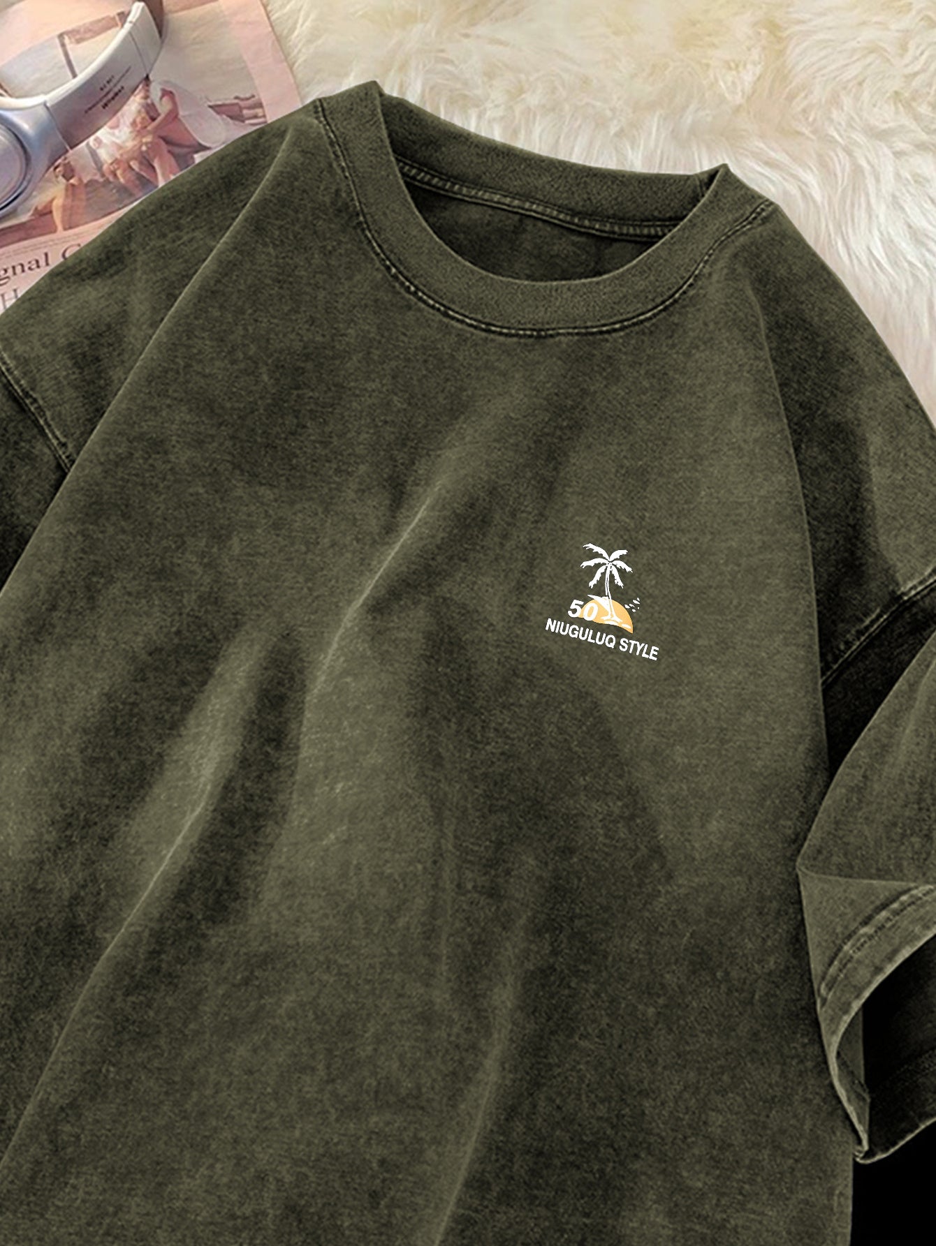 Camiseta Vintage – Hombre, Lavanda Distressed