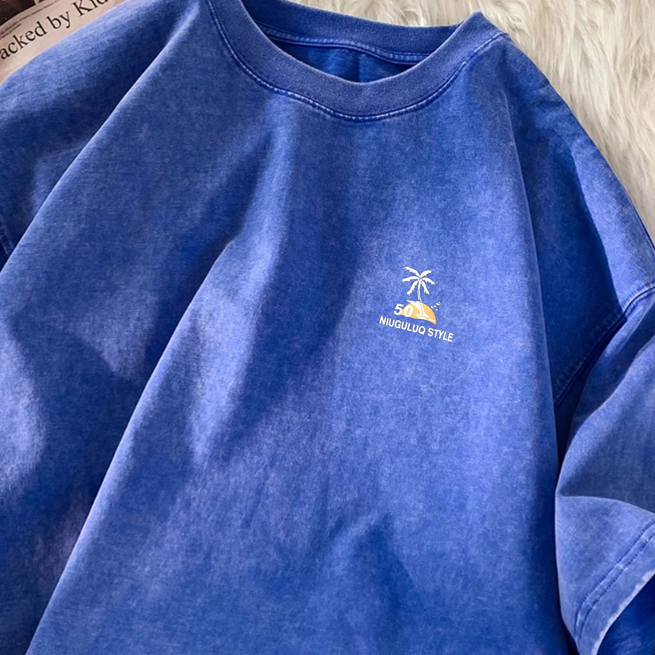 Camiseta Vintage – Hombre, Lavanda Distressed