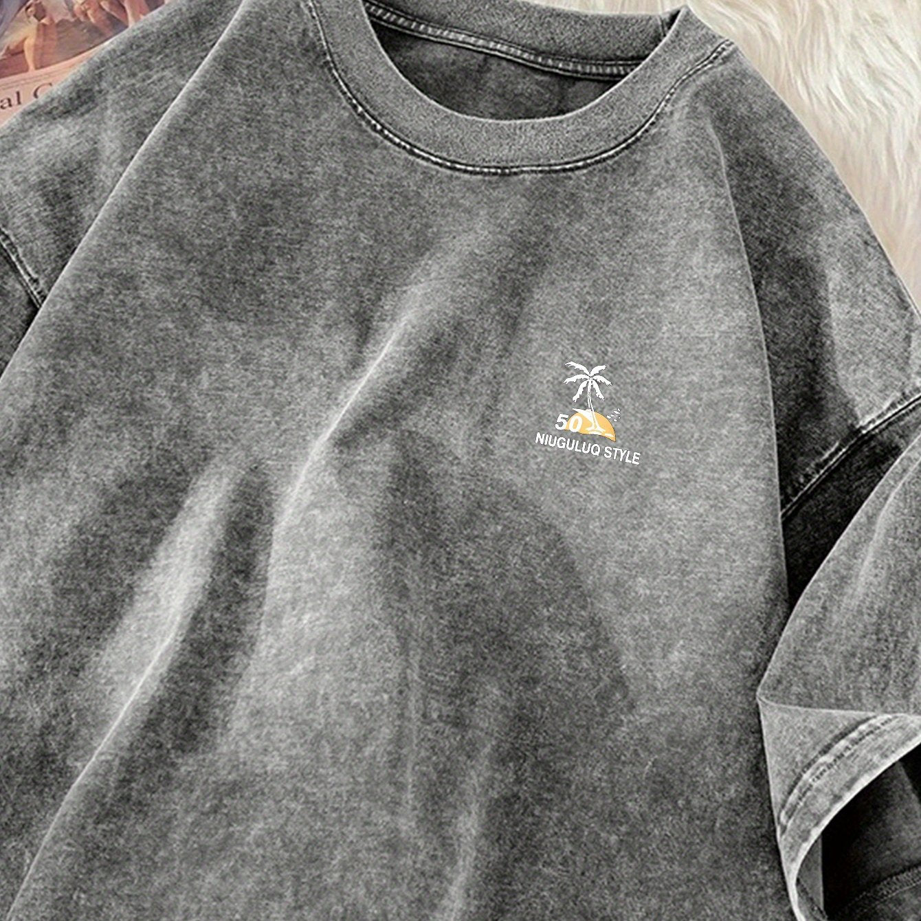 Camiseta Vintage – Hombre, Lavanda Distressed