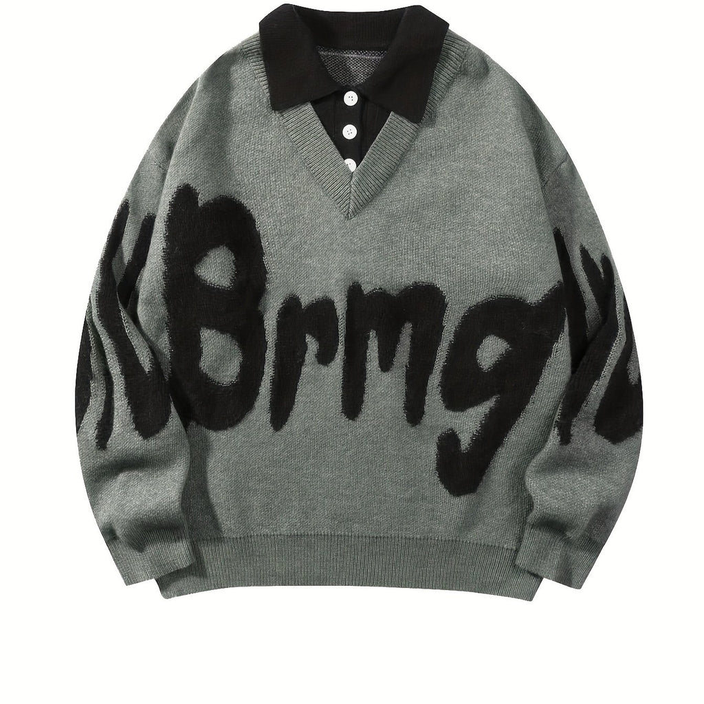 Suéter Casual de Hombre – Estilo College, Oversize