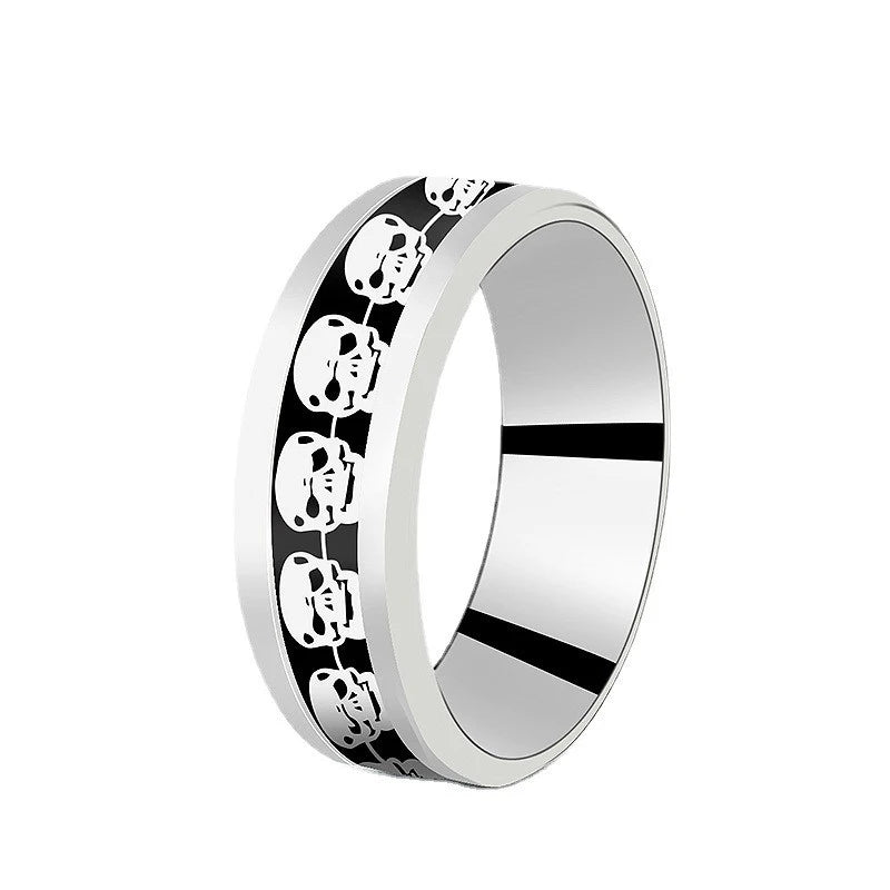 8mm Stainless Steel Domineering Dragon Pattern Rings for Men Women Punk Inlaid Blue Carbon Fibre Ring bagues pour femme