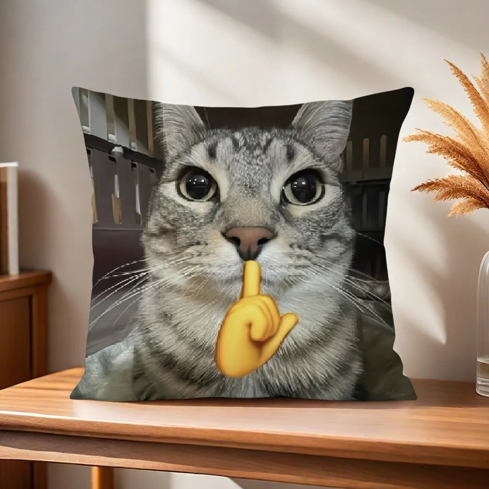 cushion cover Comfortable soft cat funny Pillow Case for Sofa meme Living Room Home office Decor and Protective Covers