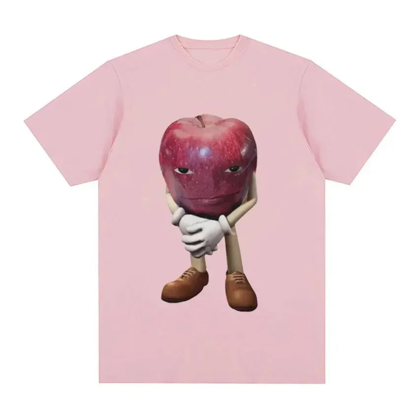 Funny Me Asf Apple with Face Meme T Shirt Unisex Fashion High Quality T Shirts Retro Casual Short Sleeve T-shirt Tops