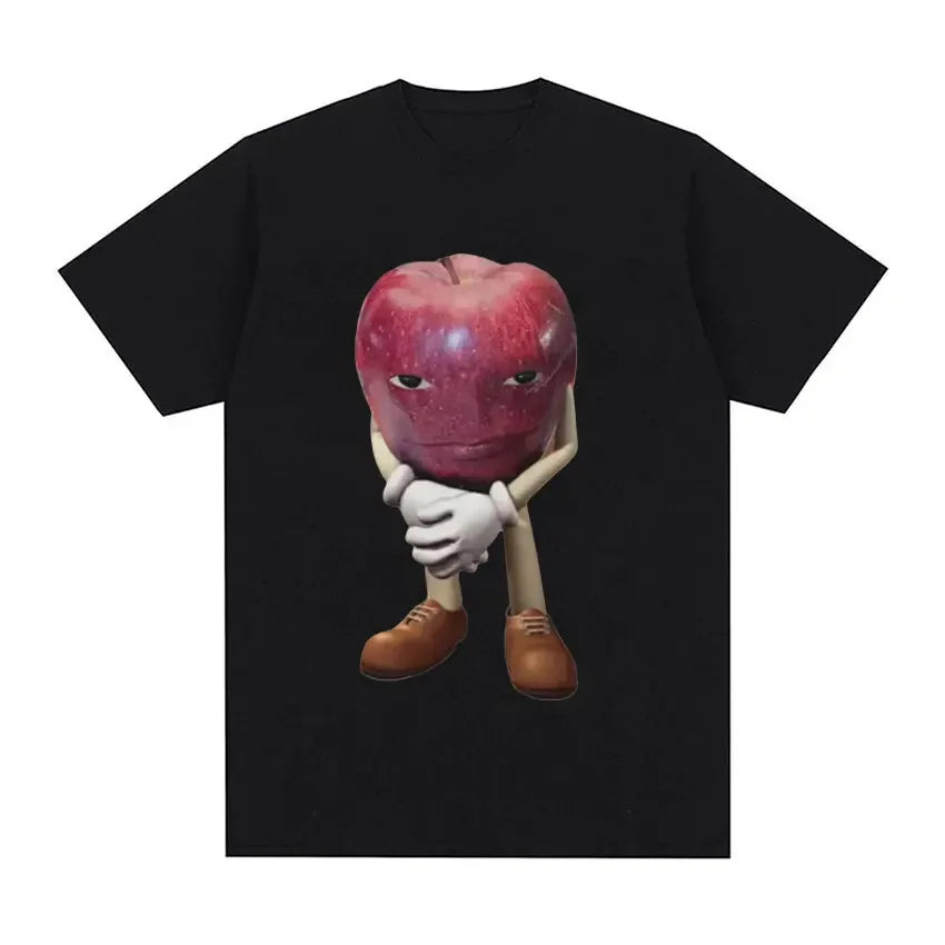 Funny Me Asf Apple with Face Meme T Shirt Unisex Fashion High Quality T Shirts Retro Casual Short Sleeve T-shirt Tops