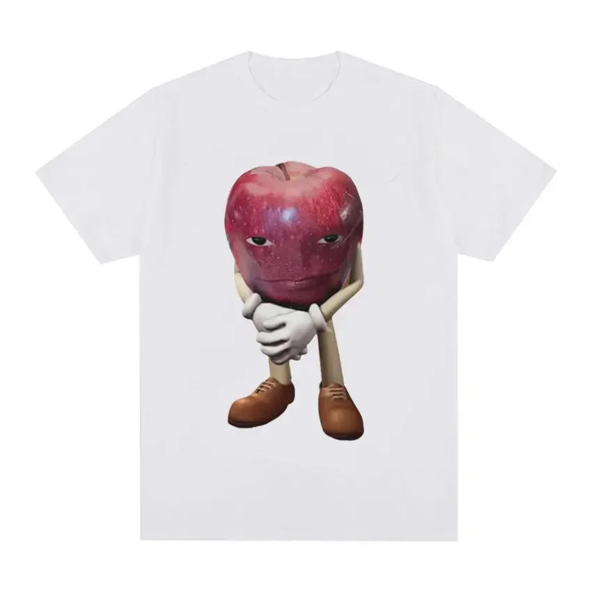 Funny Me Asf Apple with Face Meme T Shirt Unisex Fashion High Quality T Shirts Retro Casual Short Sleeve T-shirt Tops