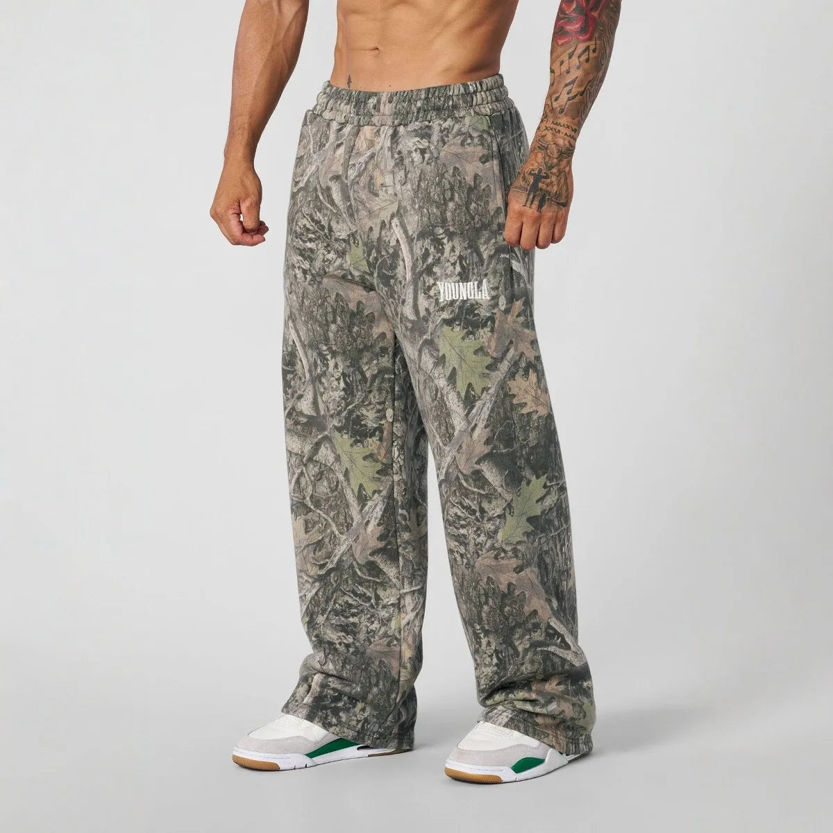 autumn YOUNGLA American Trendy Brand Slacks Digital Camouflage Print Straight Leg Pants Sports Fitness Loose Wide-leg Pants