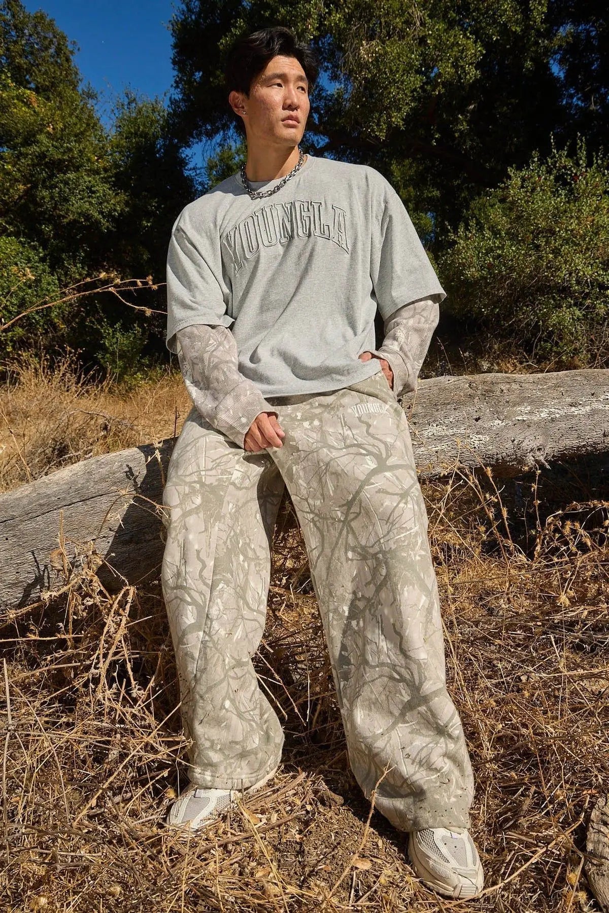 autumn YOUNGLA American Trendy Brand Slacks Digital Camouflage Print Straight Leg Pants Sports Fitness Loose Wide-leg Pants