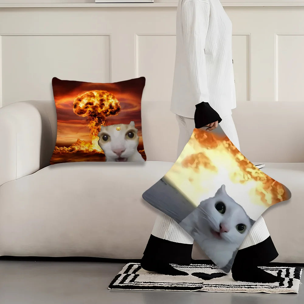 cushion cover Comfortable soft cat funny Pillow Case for Sofa meme Living Room Home office Decor and Protective Covers