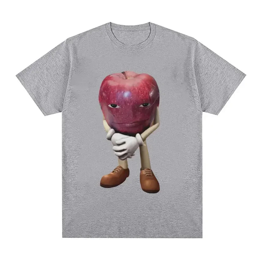 Funny Me Asf Apple with Face Meme T Shirt Unisex Fashion High Quality T Shirts Retro Casual Short Sleeve T-shirt Tops