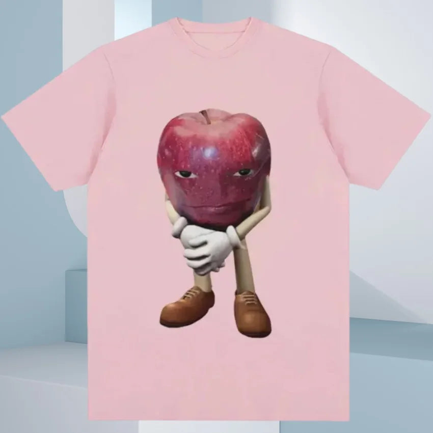 Funny Me Asf Apple with Face Meme T Shirt Unisex Fashion High Quality T Shirts Retro Casual Short Sleeve T-shirt Tops