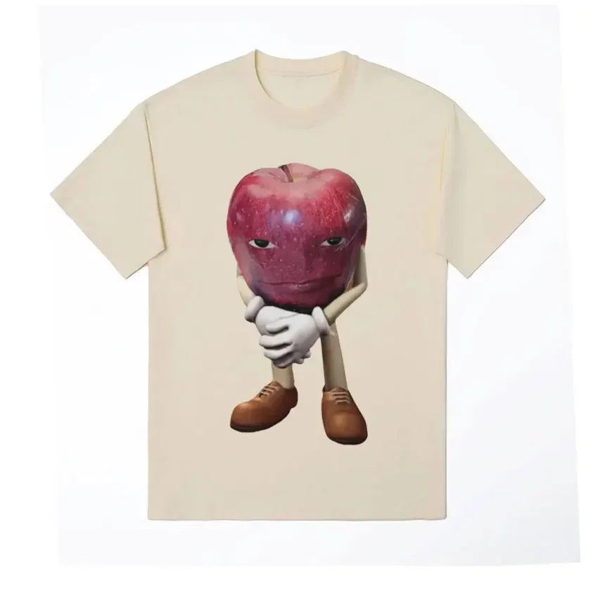 Funny Me Asf Apple with Face Meme T Shirt Unisex Fashion High Quality T Shirts Retro Casual Short Sleeve T-shirt Tops