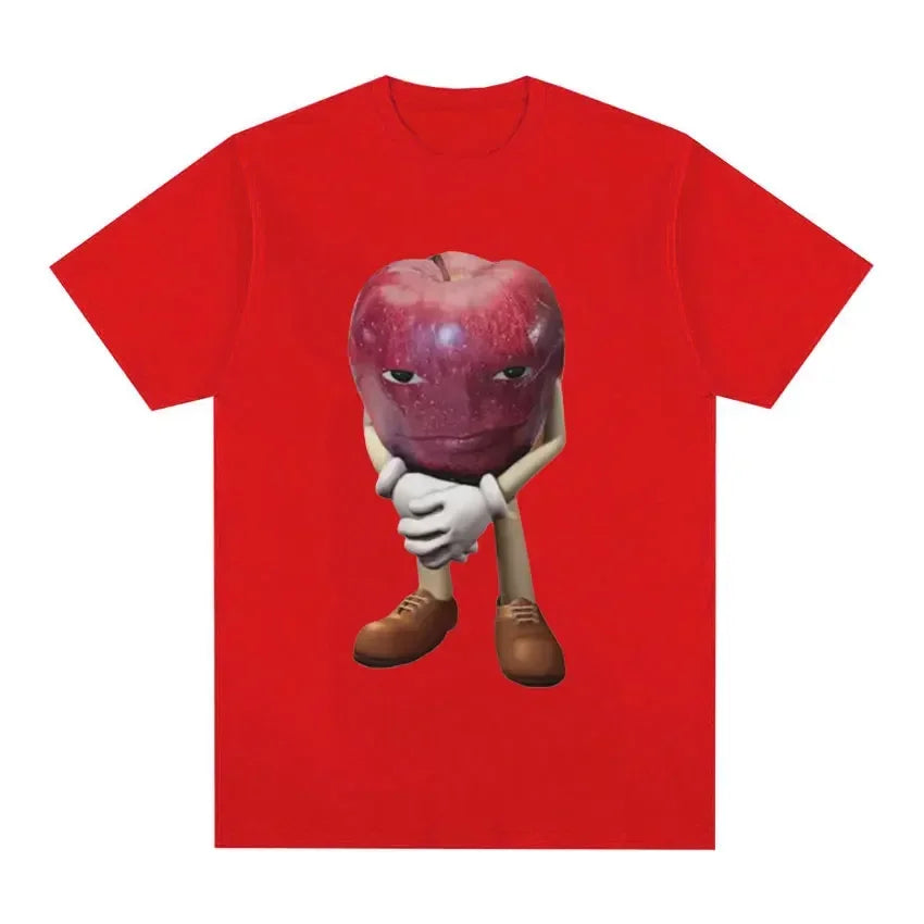 Funny Me Asf Apple with Face Meme T Shirt Unisex Fashion High Quality T Shirts Retro Casual Short Sleeve T-shirt Tops