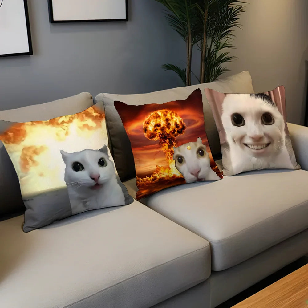 cushion cover Comfortable soft cat funny Pillow Case for Sofa meme Living Room Home office Decor and Protective Covers
