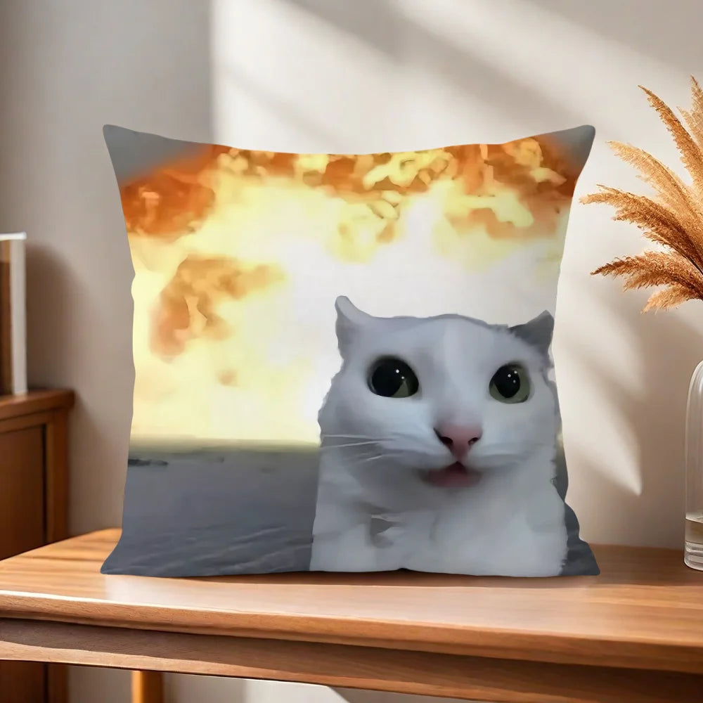 cushion cover Comfortable soft cat funny Pillow Case for Sofa meme Living Room Home office Decor and Protective Covers