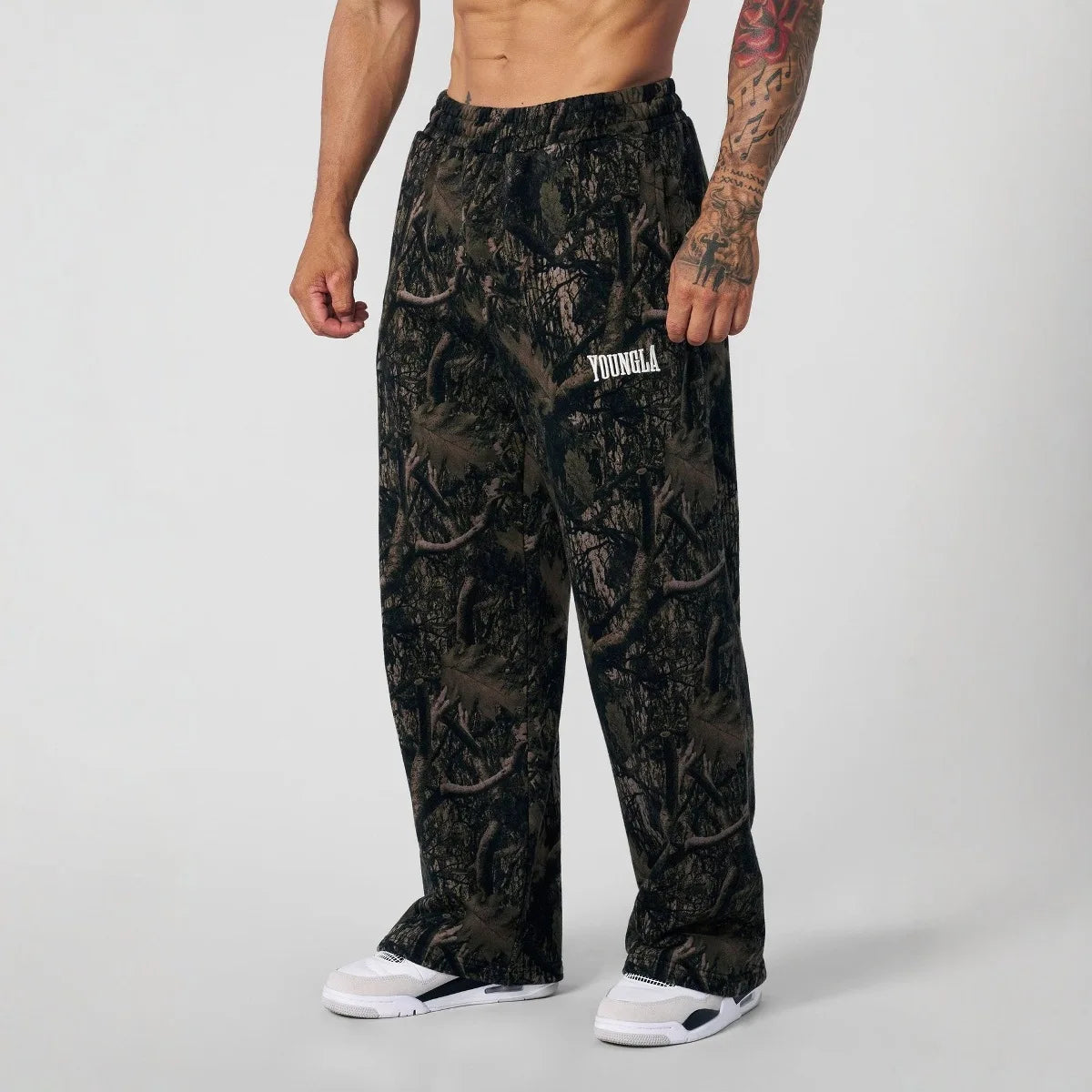 autumn YOUNGLA American Trendy Brand Slacks Digital Camouflage Print Straight Leg Pants Sports Fitness Loose Wide-leg Pants