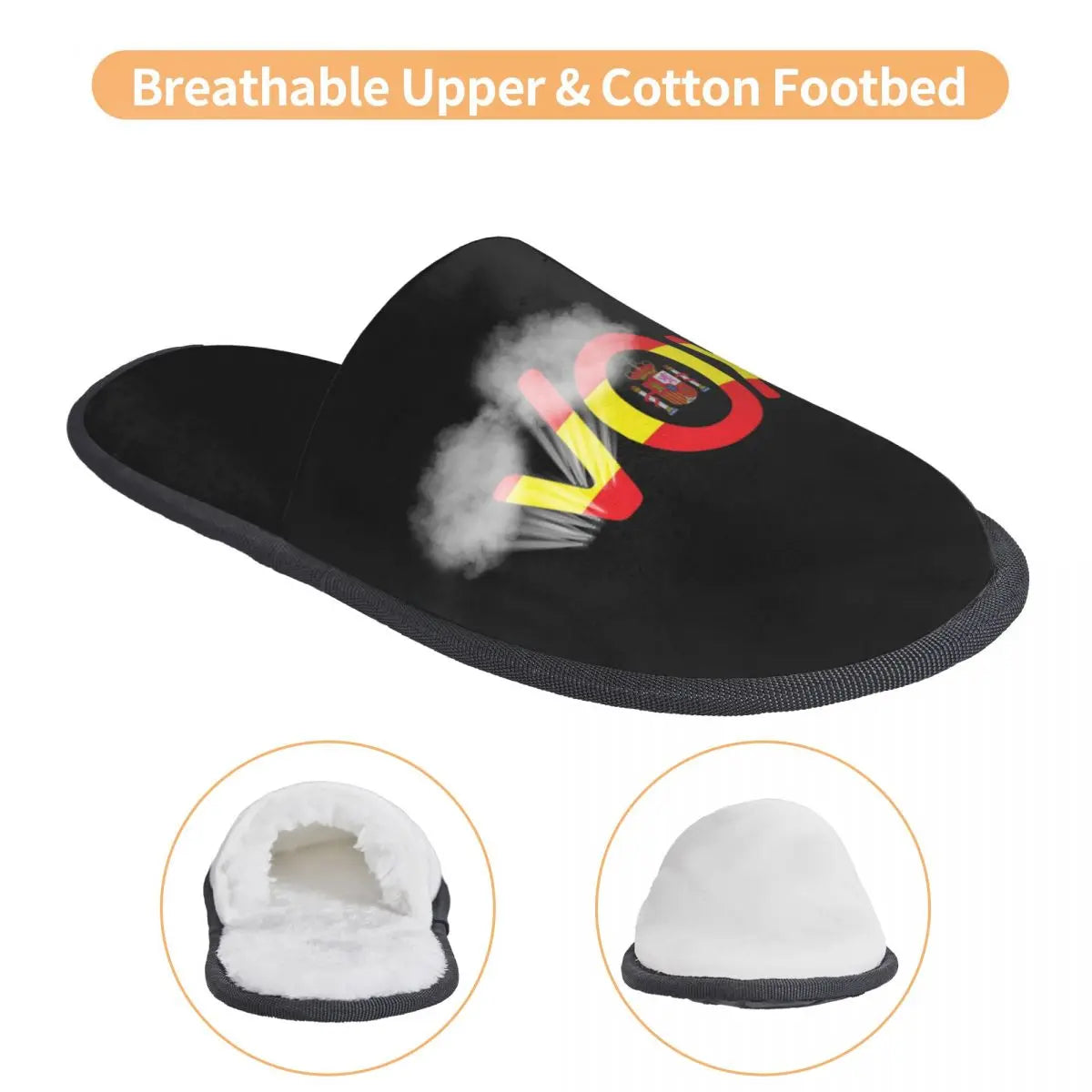 Custom Spanish National Emblem Vox Memory Foam Slippers Women Cozy Warm Spain Flag House Slippers