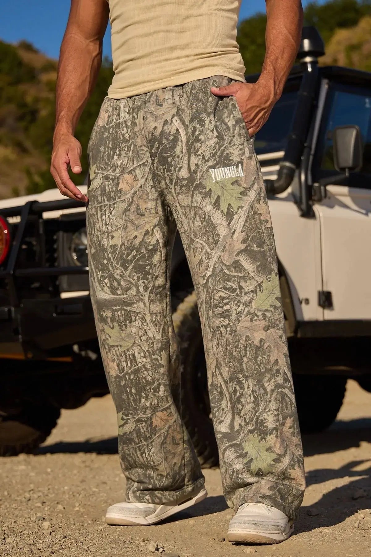 autumn YOUNGLA American Trendy Brand Slacks Digital Camouflage Print Straight Leg Pants Sports Fitness Loose Wide-leg Pants