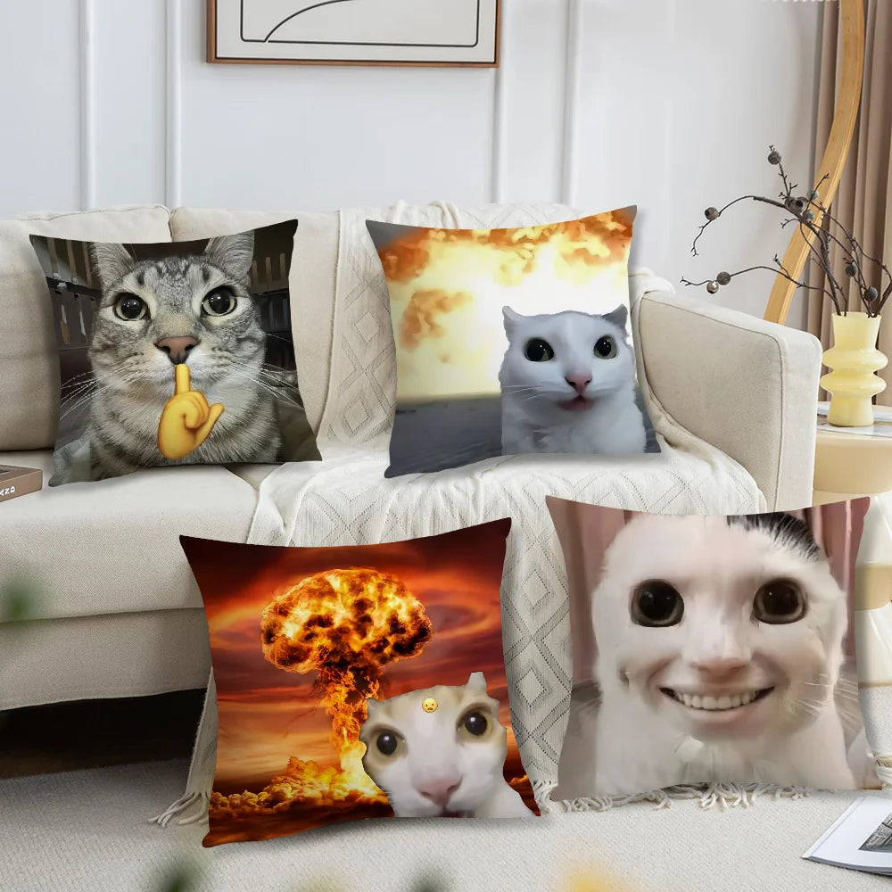 cushion cover Comfortable soft cat funny Pillow Case for Sofa meme Living Room Home office Decor and Protective Covers