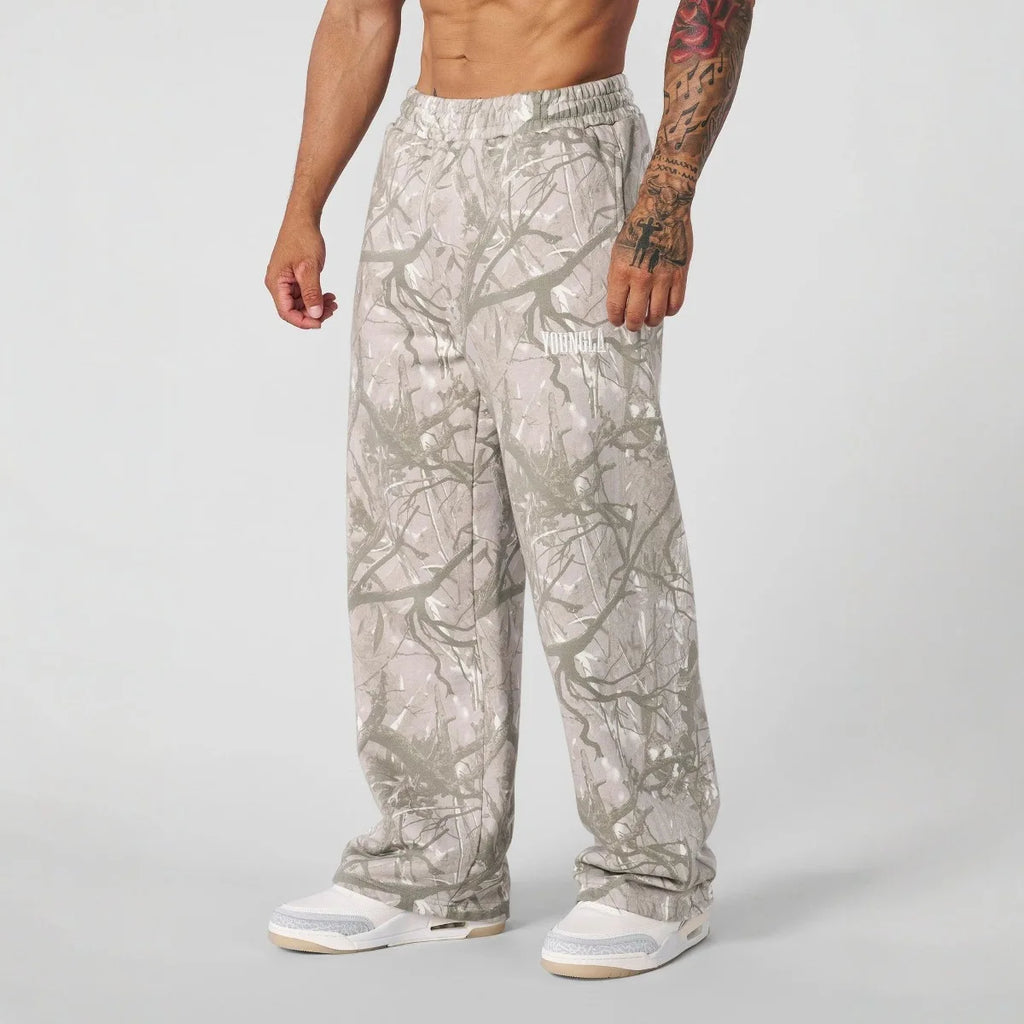 autumn YOUNGLA American Trendy Brand Slacks Digital Camouflage Print Straight Leg Pants Sports Fitness Loose Wide-leg Pants