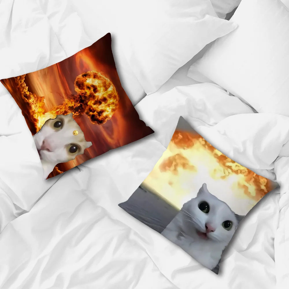 cushion cover Comfortable soft cat funny Pillow Case for Sofa meme Living Room Home office Decor and Protective Covers