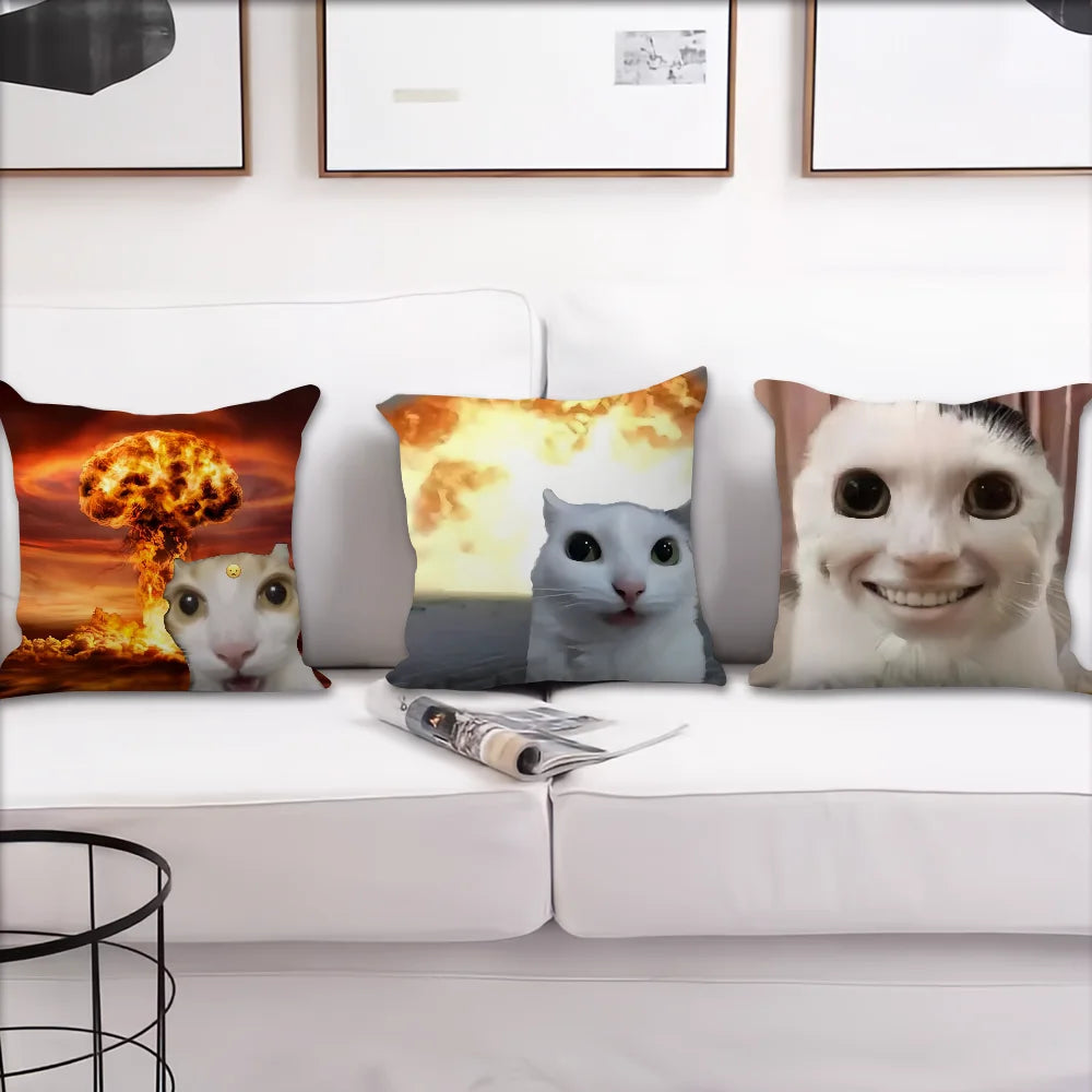 cushion cover Comfortable soft cat funny Pillow Case for Sofa meme Living Room Home office Decor and Protective Covers