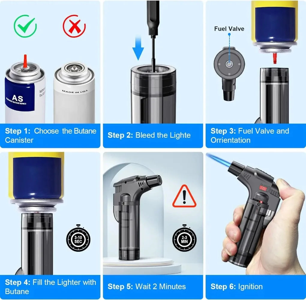 Welding Torch Lighters Windproof Lighter Butane Gas Lighter Smoke Cigar Accessories Outdoor Grilling Tools 2024 New Jet Ignition