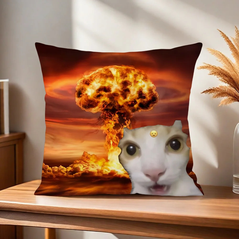 cushion cover Comfortable soft cat funny Pillow Case for Sofa meme Living Room Home office Decor and Protective Covers