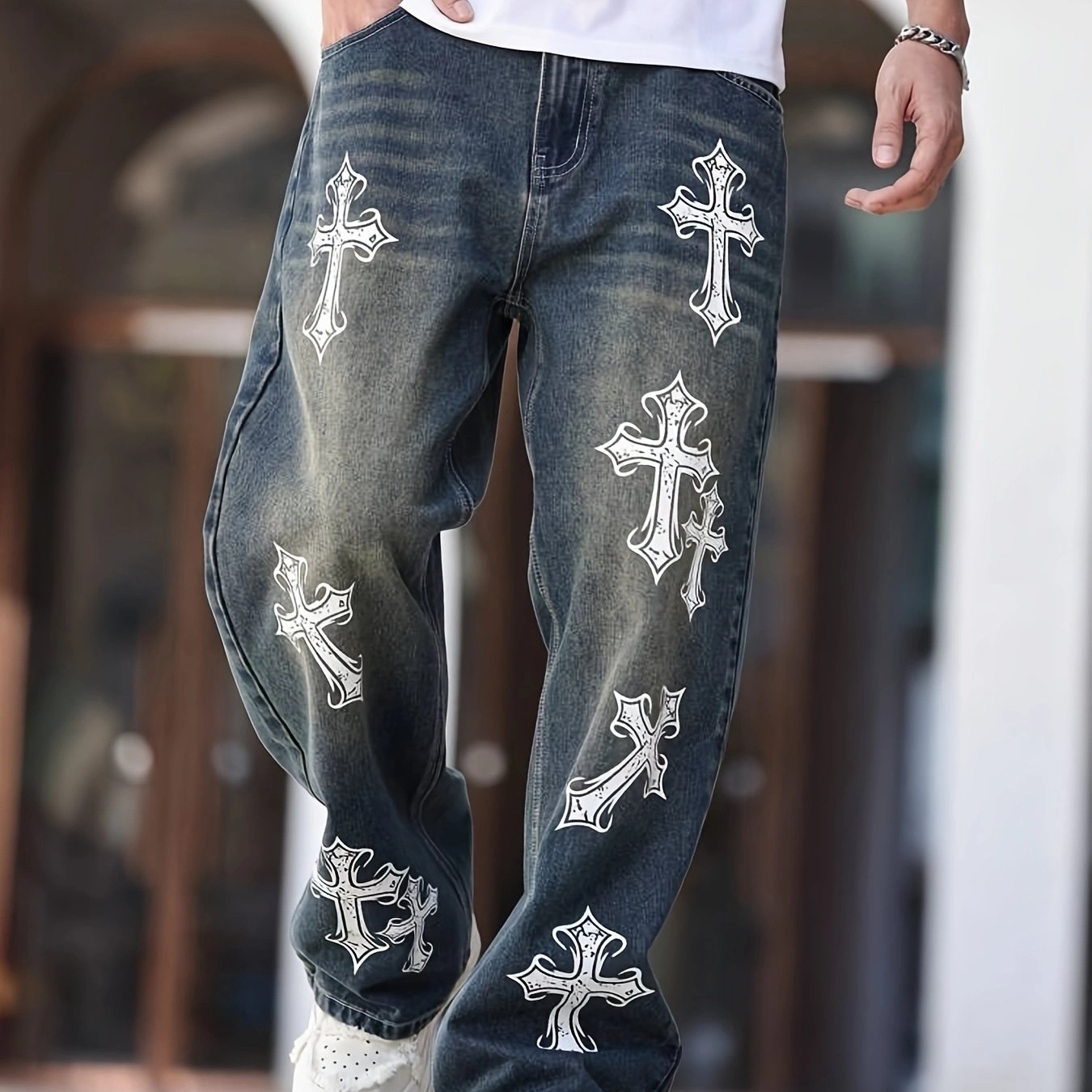 Vaqueros Retro Holgados – Estampado Urbano