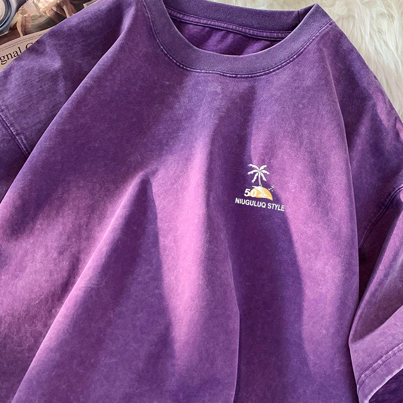 Camiseta Vintage – Hombre, Lavanda Distressed