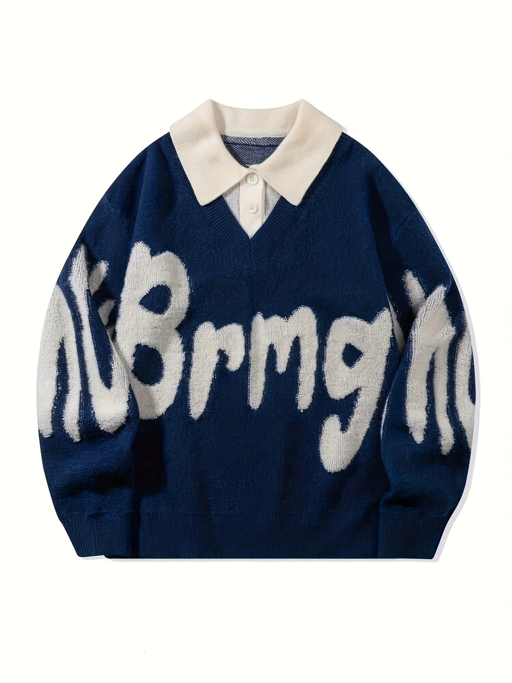 Suéter Casual de Hombre – Estilo College, Oversize