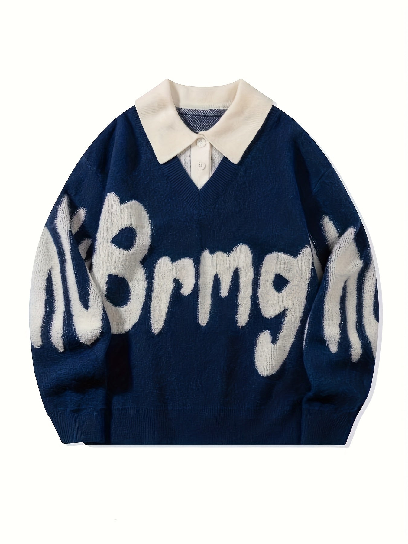 Suéter Casual de Hombre – Estilo College, Oversize