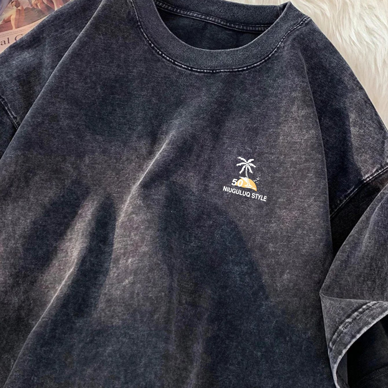 Camiseta Vintage – Hombre, Lavanda Distressed