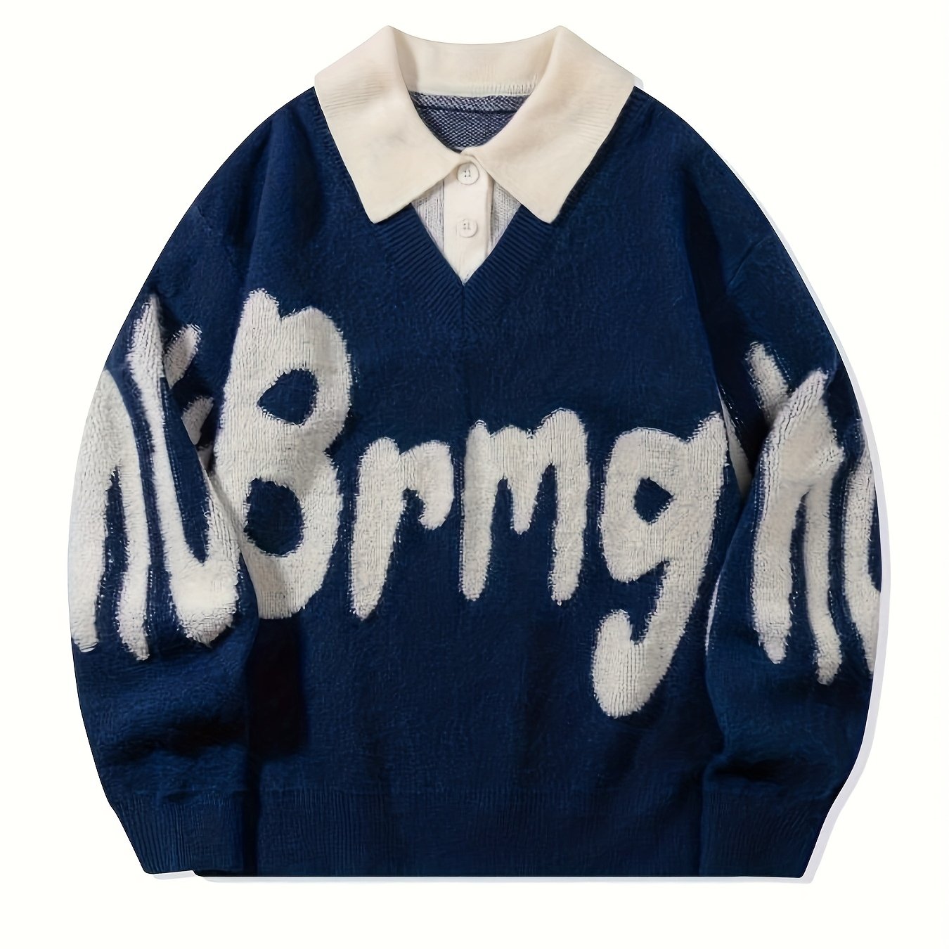 Suéter Casual de Hombre – Estilo College, Oversize