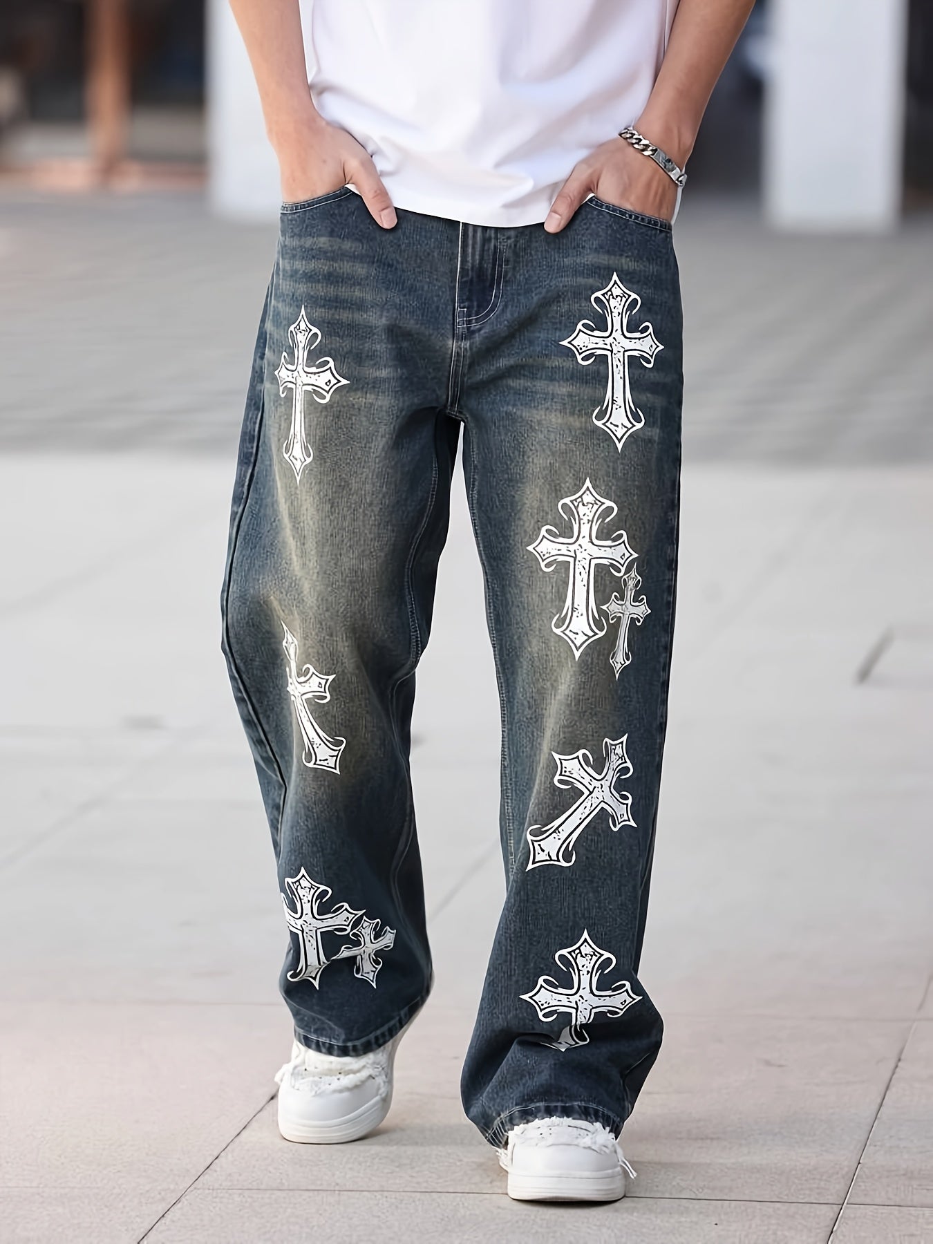 Vaqueros Retro Holgados – Estampado Urbano