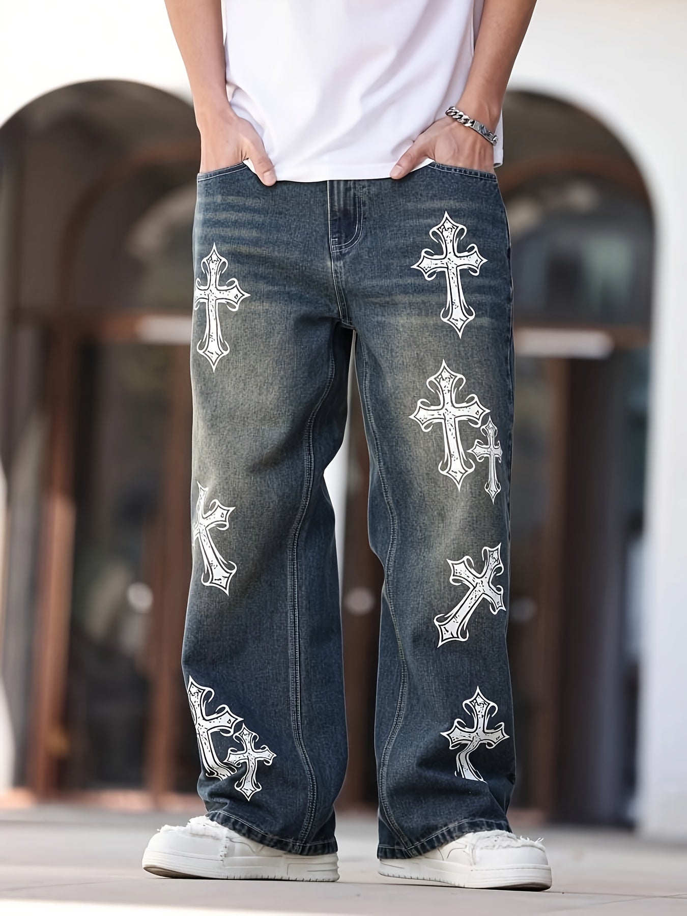 Vaqueros Retro Holgados – Estampado Urbano